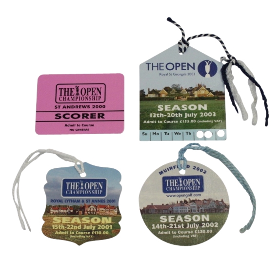 2000-2003 OPEN Championship Tickets - Tiger, Els, Curtis, and Duvall