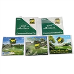 Lot of Five Masters Commemorative Pins - 2003, 04, 07, 08, & 09 W/Original Wrappers Intact