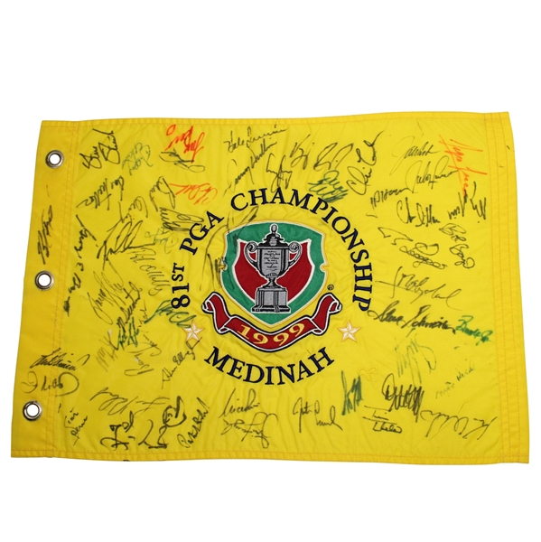 Multi-Signed 1999 PGA Championship at Medinah Embroidered Flag - Signed by Payne Stewart JSA ALOA