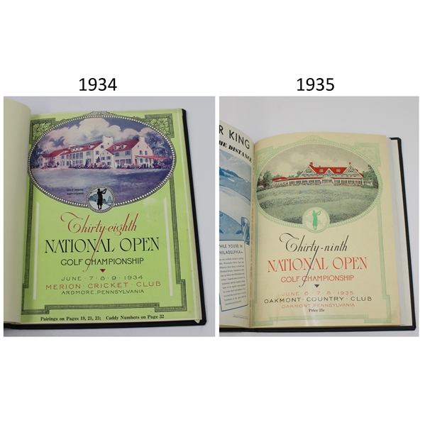 1934 & 1935 US Open Programs - Merion & Oakmont - Bound by W. Albert Heizmann Jr.