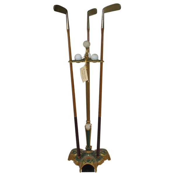 Parlor Putter with 3 Brass Head Hickory Putters - Reproduction