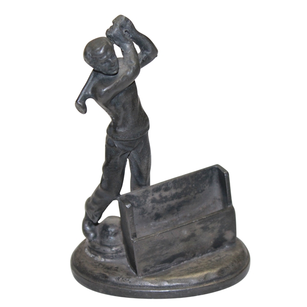 Small Club Swinging Figural Golfer with Holder - Post Swing