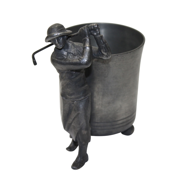 Post Swing Figural Female Golfer with Cup
