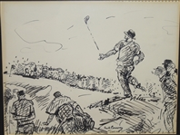 Fred Conway Original Marker Sketch of Sam Snead - Signed by Conway - JOHN ROTH COLLECTION