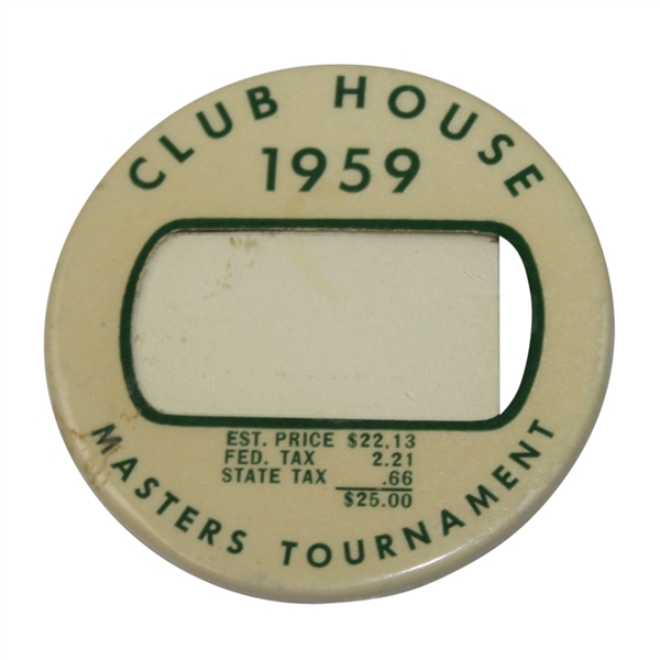 1959 Masters Tournament Clubhouse Badge