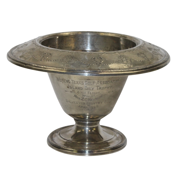 1926 Womens Texas Golf Association Island City Sterling 4th Flight Trophy Won by Mrs. Z.C. Nelson