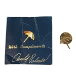 Lot of Two Arnold Palmer Lapel Umbrella Pins - One Gold Colored and other Multi-Color