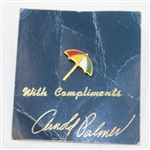 Lot of Two Arnold Palmer Lapel Umbrella Pins - One Gold Colored and other Multi-Color