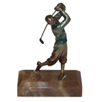 Vintage Painted Bronze Art Deco Golfer - Repair Screw Area