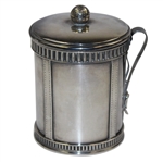 Circular Sterling Golf Themed Match Holder with Mesh Pattern Golf Ball on Lid