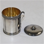 Circular Sterling Golf Themed Match Holder with Mesh Pattern Golf Ball on Lid