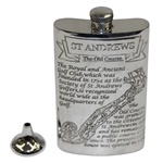 St. Andrews The Old Course Pewter Flask with Course Layout - Excellent Condition with Funnel