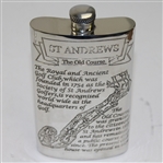 St. Andrews 'The Old Course' Pewter Flask with Course Layout - Excellent Condition with Funnel