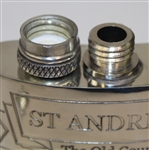 St. Andrews 'The Old Course' Pewter Flask with Course Layout - Excellent Condition with Funnel