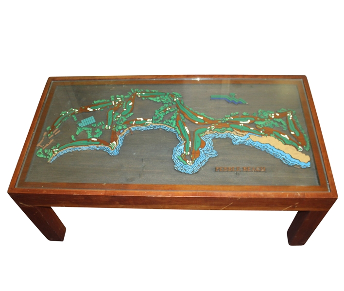 Pebble Beach Coffee Table with Detailed Routing of Course - Unique