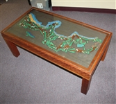 Pebble Beach Coffee Table with Detailed Routing of Course - Unique