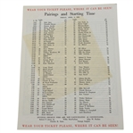 1959 Masters Tournament Friday Pairing Sheet