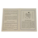1933-1934 Earliest Known Augusta National Golf Club Scorecard - Near Mint Condition