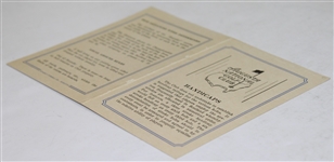 1933-1934 Earliest Known Augusta National Golf Club Scorecard - Near Mint Condition