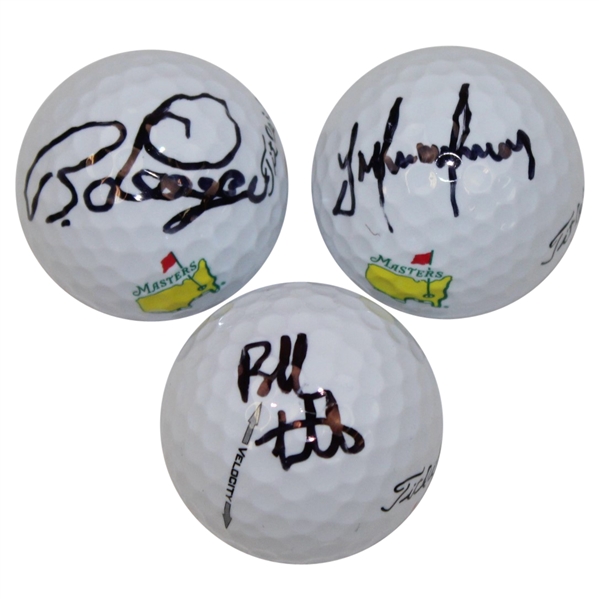 Bubba Watson, Trevor Immelman, & Bernhard Langer Signed Masters Logo Golf Balls JSA ALOA