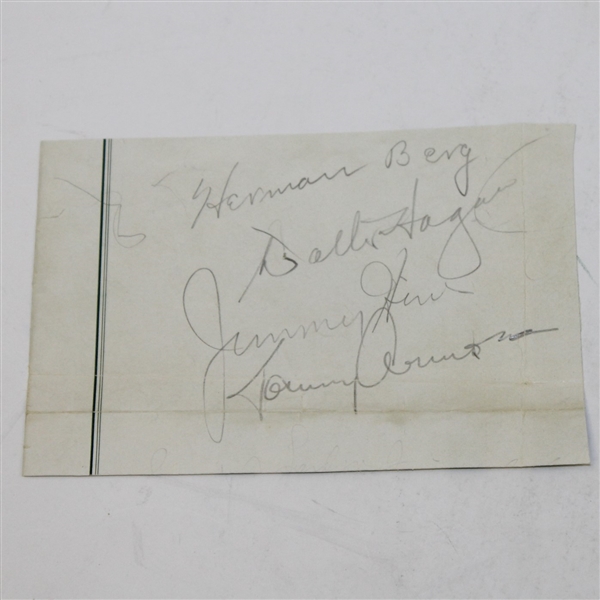Walter Hagen, Tommy Armour, Jimmy Hines, and Herman Berg Signed Program Sheet JSA ALOA