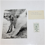 Johnny Farrell Signed Index, 1939 US Open Photo, & Baltusrol Bag Tag with Farrell as Head Pro