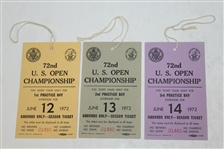 1972 US Open Lot: Program, Tickets, Scorecard, Pairing Sheets, Press Arm Band, Matchbook, and Golf Journal