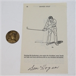Ben Hogan Signed Power Golf Page with Ben Hogan Medal JSA ALOA