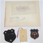 1969 Ryder Cup Lot: Captains Holding Trophy Wire Photo, Thursday Ticket, Crest, & Blazer Badge Captain