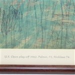 1966 Elldor 'U.S. Open Play-off 1962. Palmer, 71, Nicklaus 74' Picture - Framed