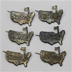 Six Masters Prototype Undated Lapel Pins - Discarded by Augusta National!