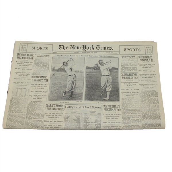 1930 NY Times Sports Section - Horton Smith Defeats Bobby Jones - Grand Slam Year!
