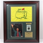 Tiger Woods Masters 2001 Display - Flag, Photo, Badge, & Plaque - Framed