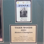 Tiger Woods Masters 2001 Display - Flag, Photo, Badge, & Plaque - Framed