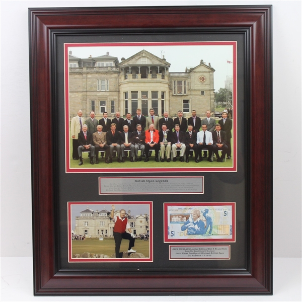 2005 Jack Nicklaus & British Open Legends Display - Photos, 5lb Note, & Plaque - Framed