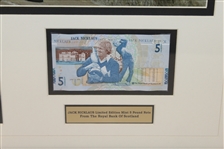 Nicklaus Waves Goodbye from St. Andrews Display - Photo, 5lb Note, & Plaque - Framed