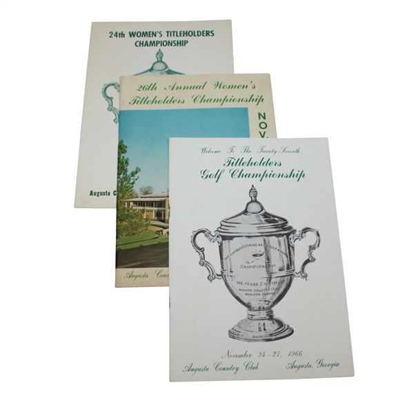 Womens Titleholders Golf Championship Programs at Augusta Country Club- 1962, 1965, 1966