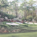 Augusta National 13th Hole Azalea Painting Signed by Artist Linda Hartough- Framed