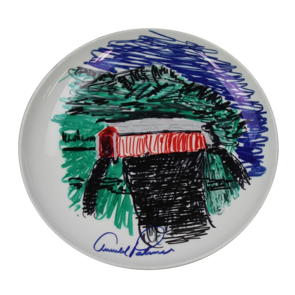 Arnold Palmer Signed Original Hand Painted Latrobe Plate - Historic Bridge FULL JSA #Z25681