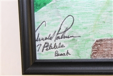 Arnold Palmer Signed Hand Painted Pebble Beach #7 Historic Hole on Canvas FULL JSA #Z25680