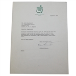Clifford Roberts Signed April 24, 1973 Letter on Augusta Letterhead JSA #Q64242