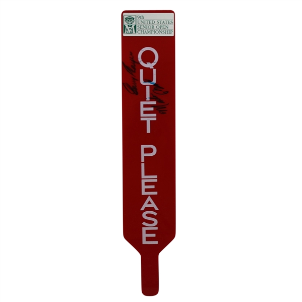 Gary Player & Miller Barber Signed Large Red 1988 Senior Open Quiet Please Sign JSA #Q64233
