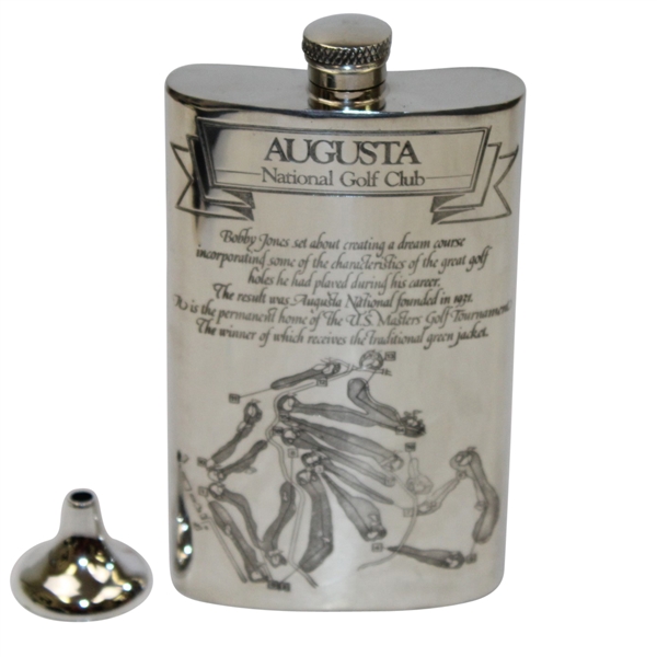 Augusta National Golf Club Pewter Golf Flask - with Funnel - Excellent Condition