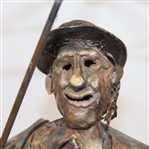 Copper Plated Golfer Statue- Holding Umbrella