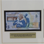 Jack Nicklaus Display- Waving Goodbye From Swilcan Bridge, 5 Pound RBS Note- Framed