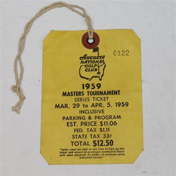 1959 Masters Tournament SERIES BADGE #6122 - Art Wall Winner