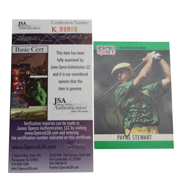 Payne Stewart Signed Golf Card- JSA K89806