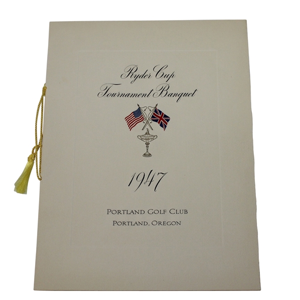 1947 Ryder Cup Tournament Banquet Menu - Portland Golf Club