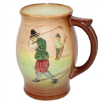 Royal Doulton Kingsware Airbrushed Tankard- Golfer and Caddy- R. Wayne Perkins Collection