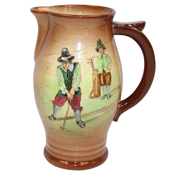 Royal Doulton Kingsware Pitcher- Golfer and Caddy- R. Wayne Perkins Collection